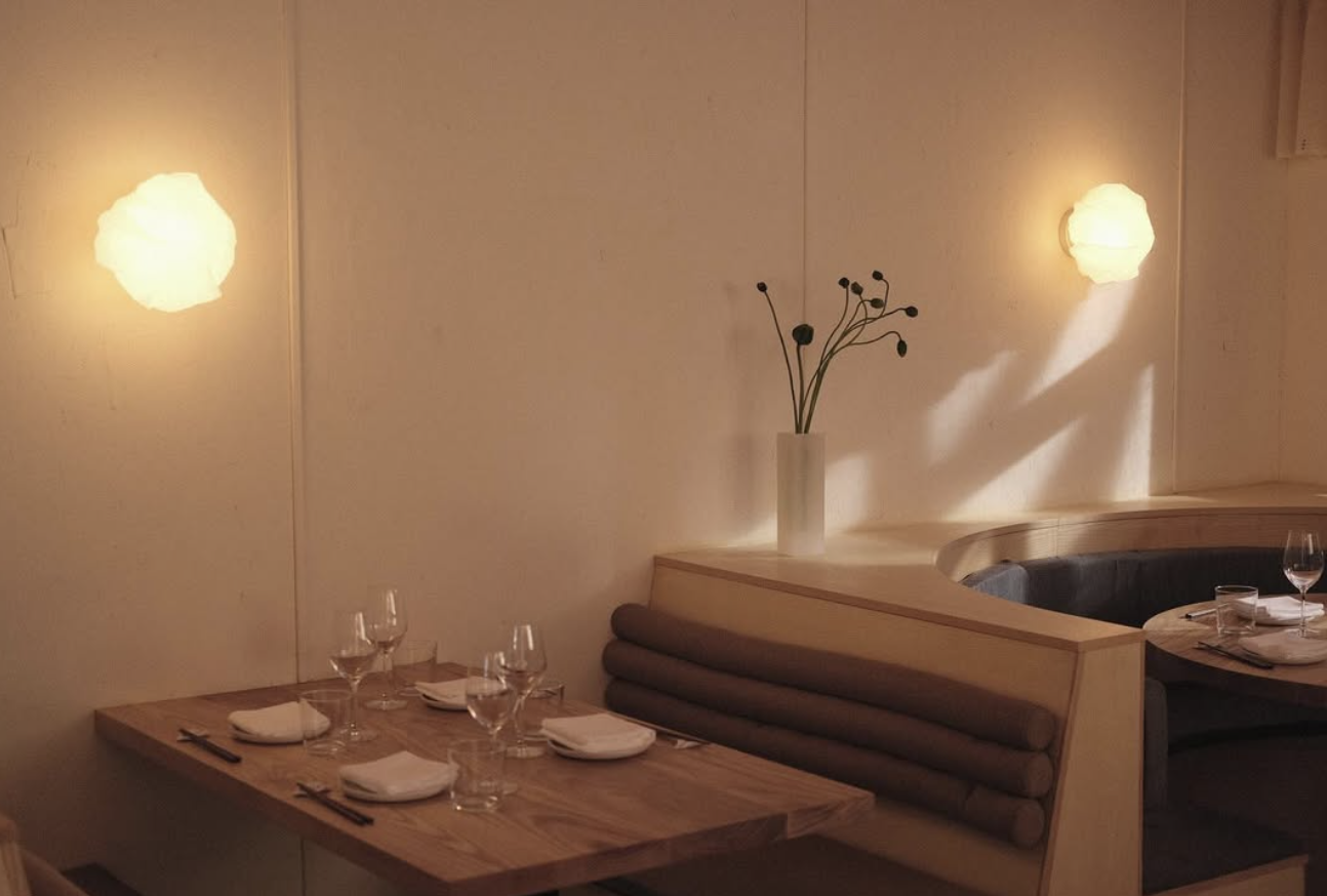 Calming restaurant interior.